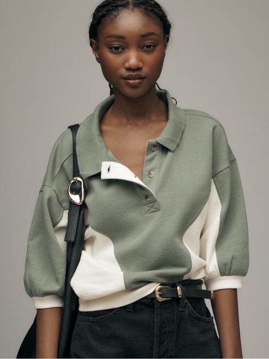 Pilcro Tops - The Niki Bubble Sweatshirt color block edition